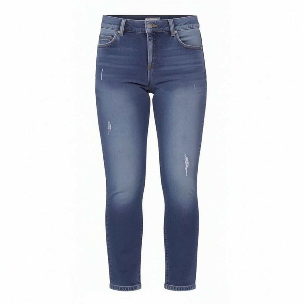 Democracy Ab Solution Jeans Women’s 18W Blue Stretch Skinny Distressed Denim EUC